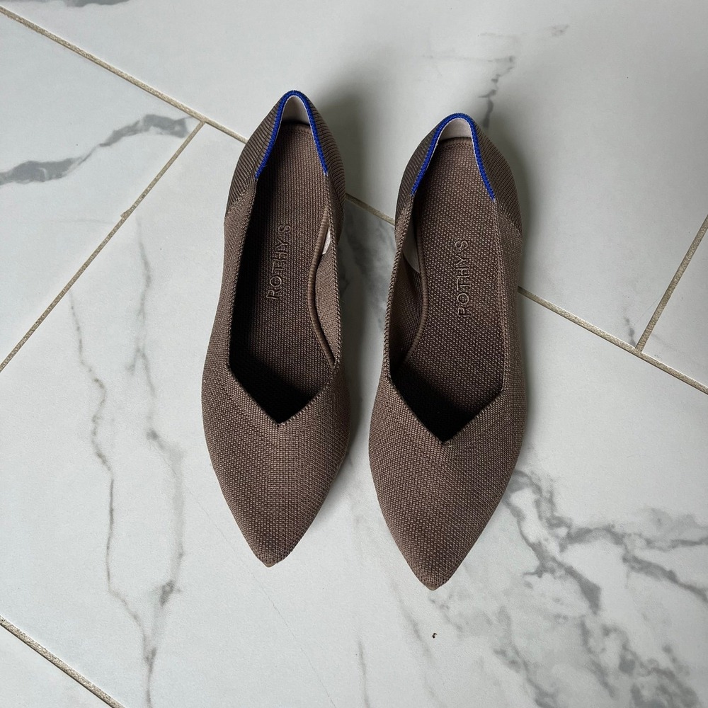 Rothy's The Point II pointed ballet flat brown tortoise shell sz 7.5